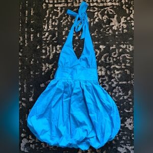 vintage Forever 21 bright blue halter tie sleeveless mi
